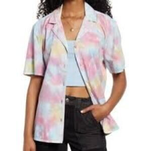 BP Shirt Women's Small NWT Relaxed Whimiscal Vibrant Kaleidoscopic Tie-dyed